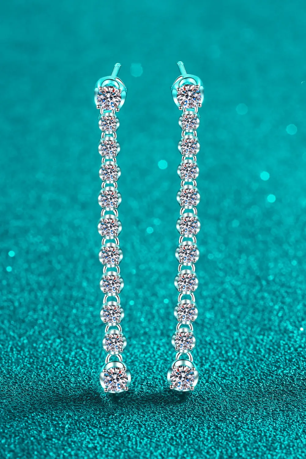 1.18 Carat Moissanite Long Earrings, image 5