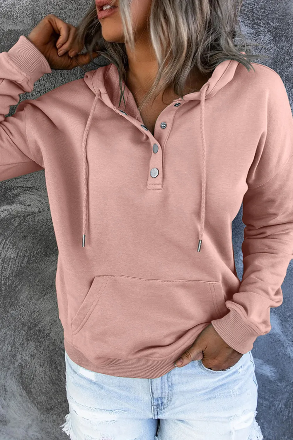 Dropped Shoulder Long Sleeve Hoodie with Pocket, image 22