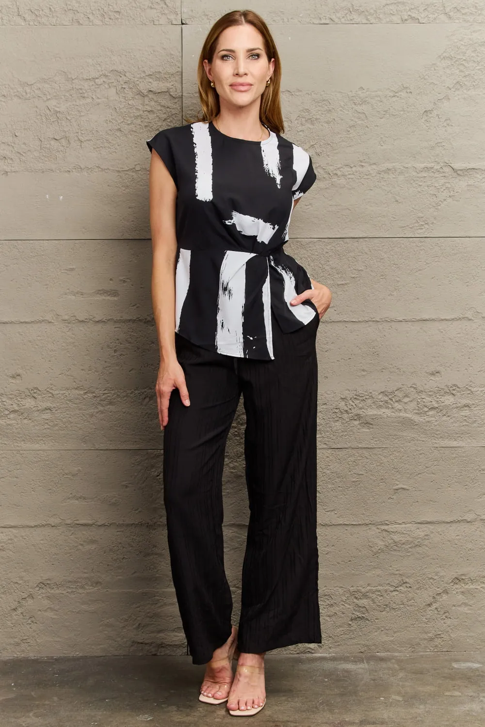 Printed Round Neck Short Sleeve Blouse, image 4