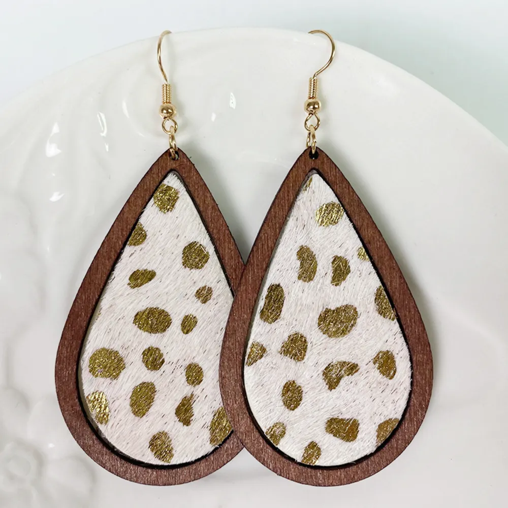 Teardrop Shape Wooden Dangle Earrings, image 5