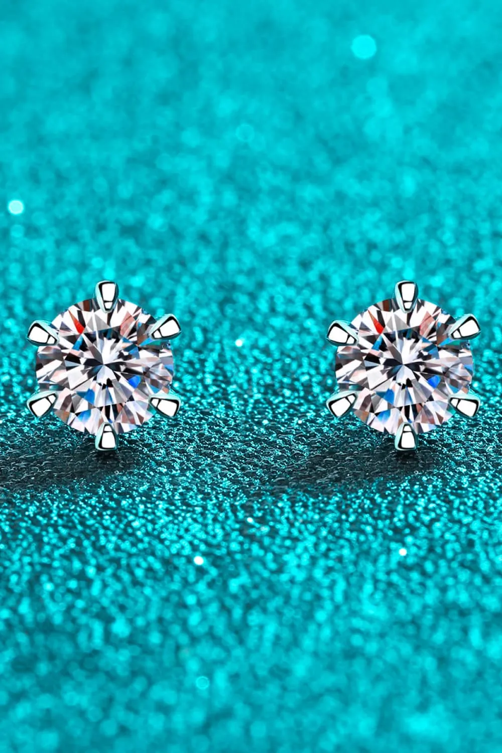 1 Carat Moissanite Rhodium-Plated Stud Earrings, image 6