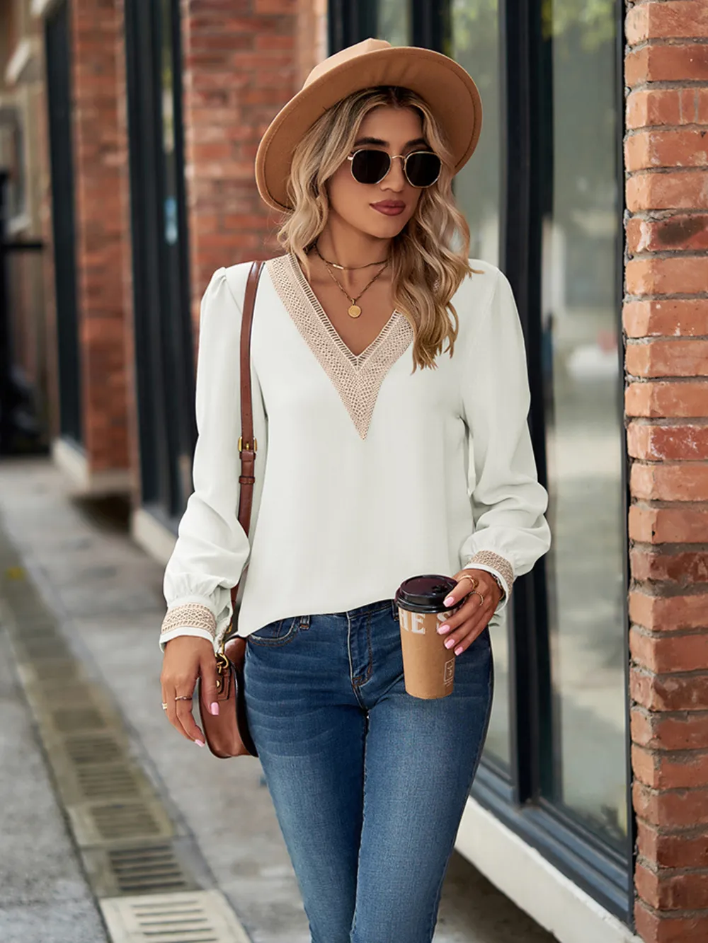 V-Neck Long Sleeve Blouse, image 6