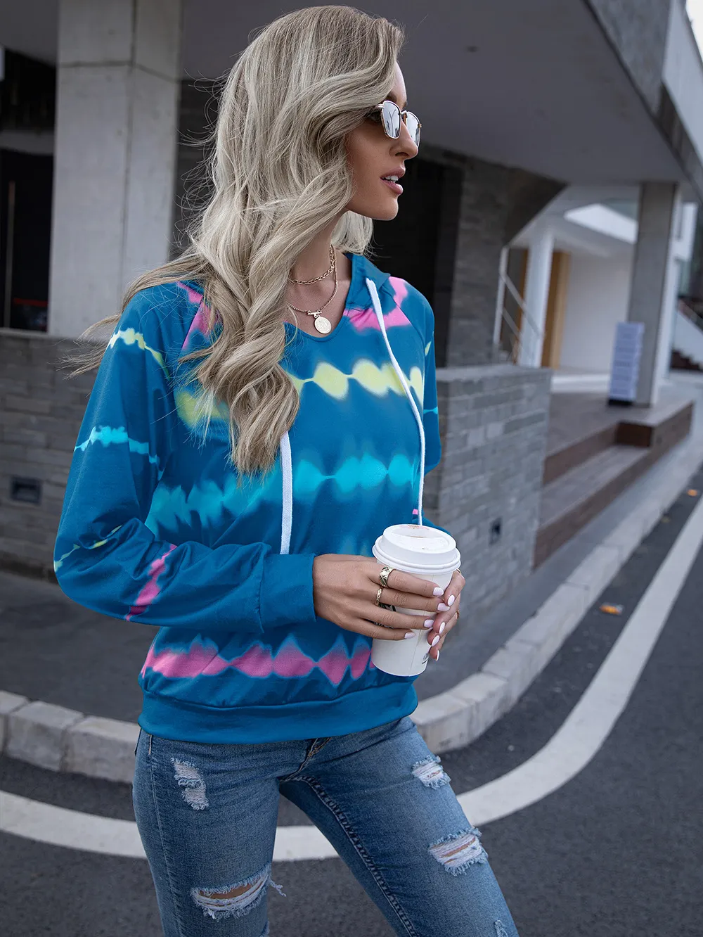 Tie Dye Raglan Sleeve Hoodie, image 5