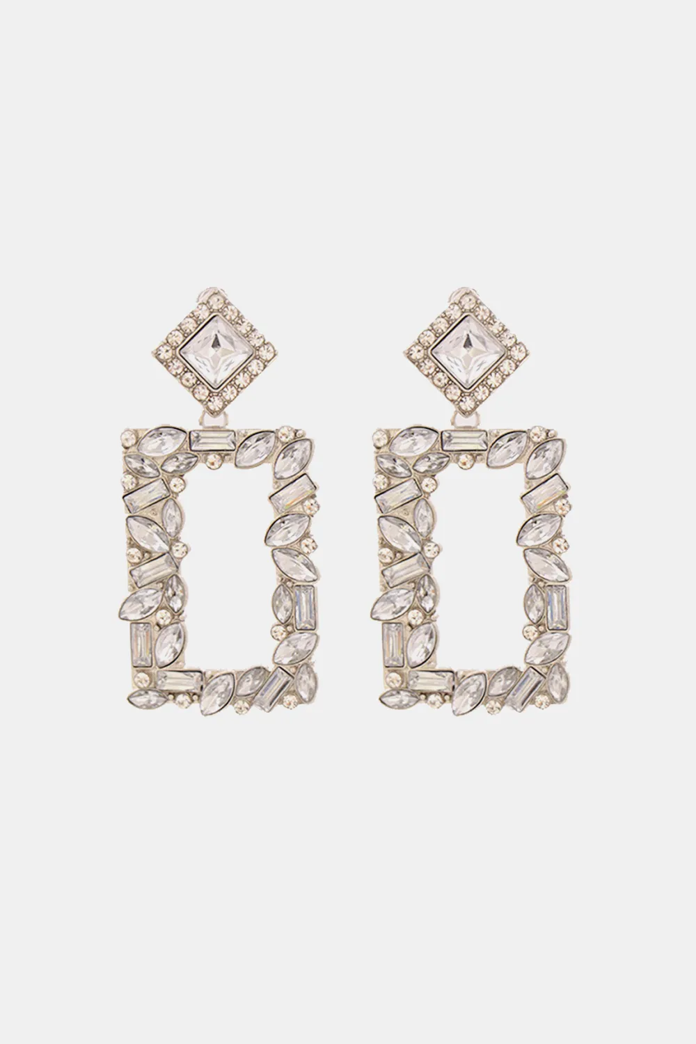 Square Shape Glass Stone Dangle Earrings, image 13