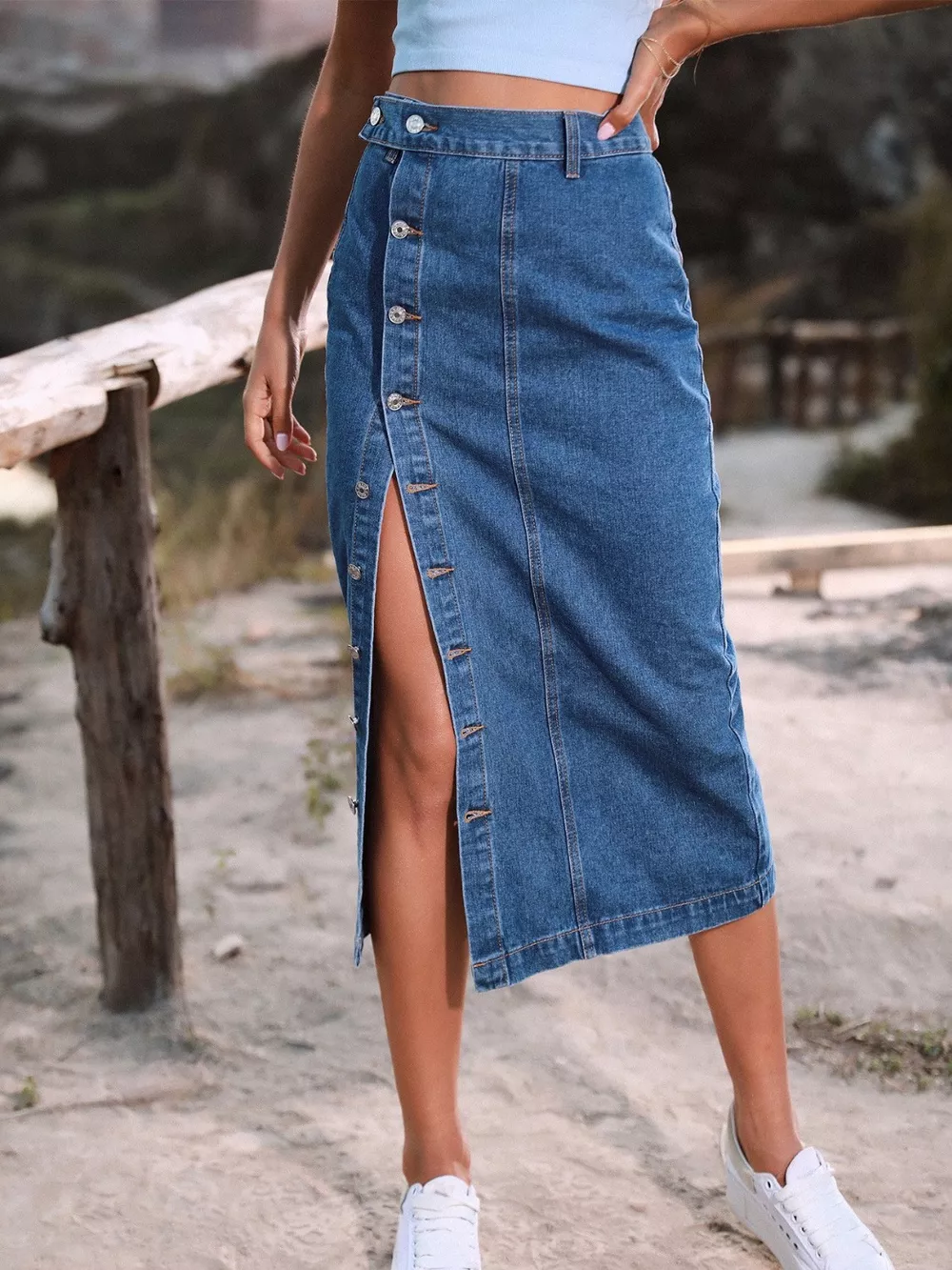 Button Down Denim Skirt, image 17