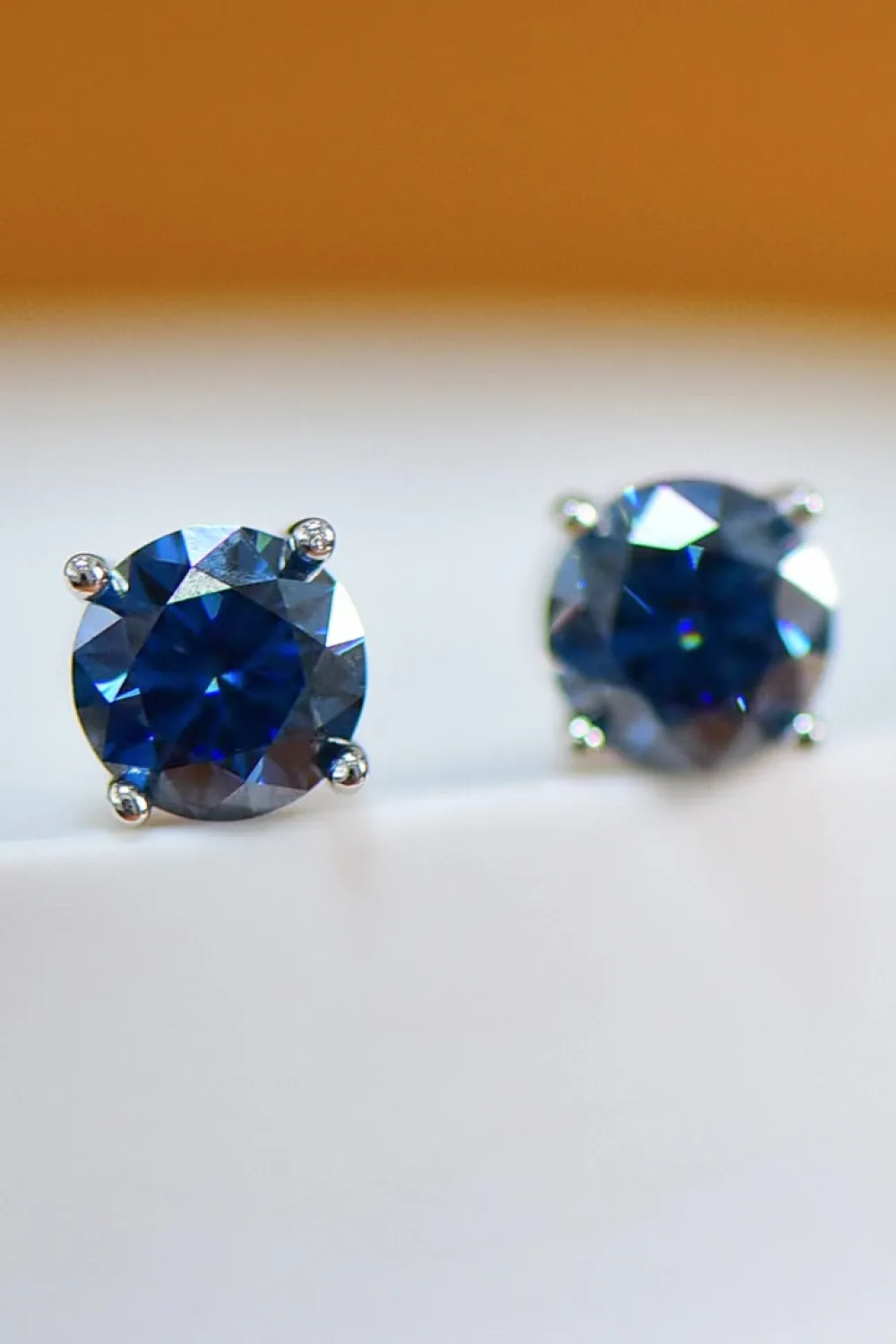 2 Carat Moissanite Four-Prong Platinum-Plated Earrings, image 2
