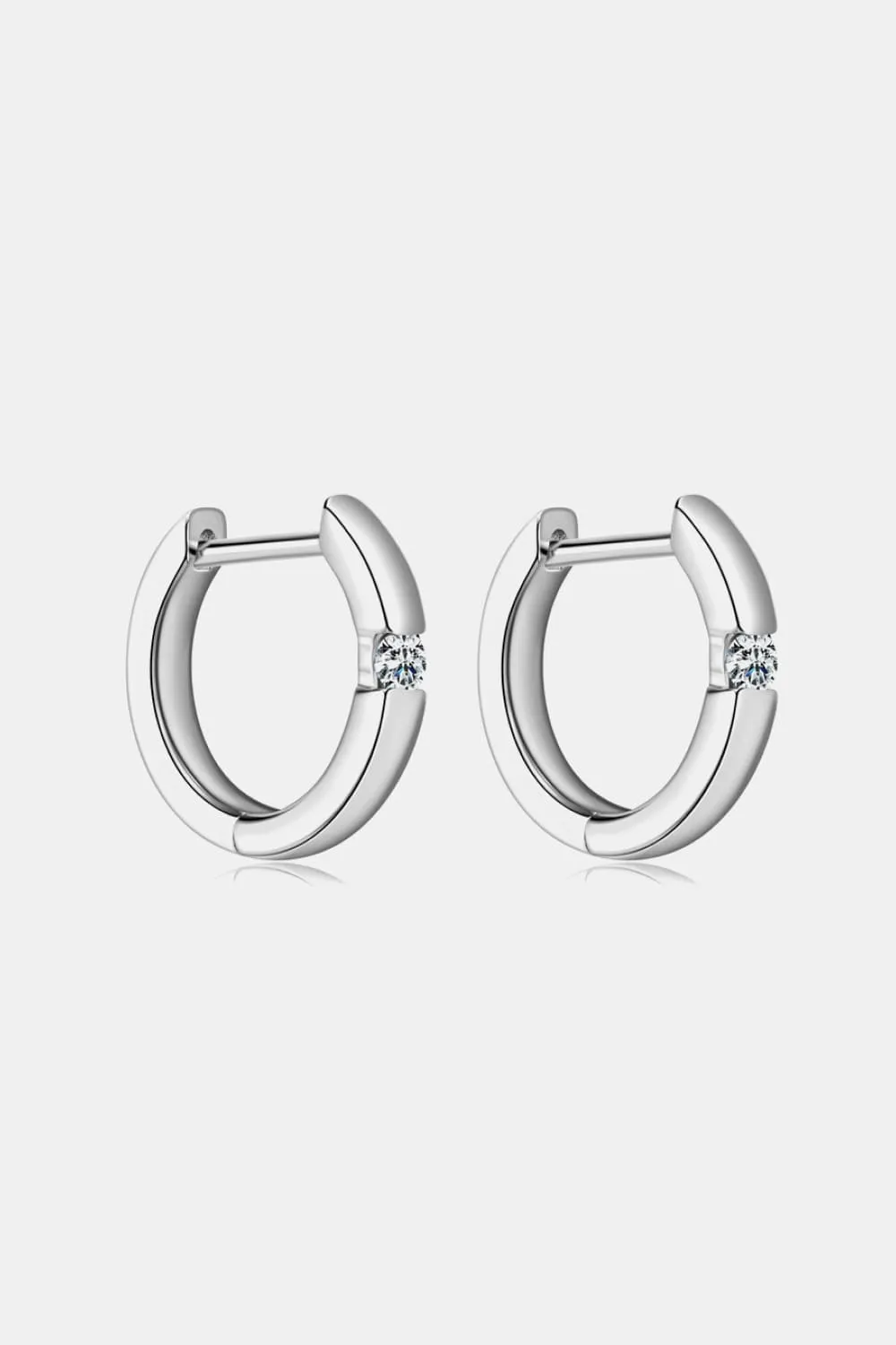 Moissanite 925 Sterling Silver Huggie Earrings, image 2