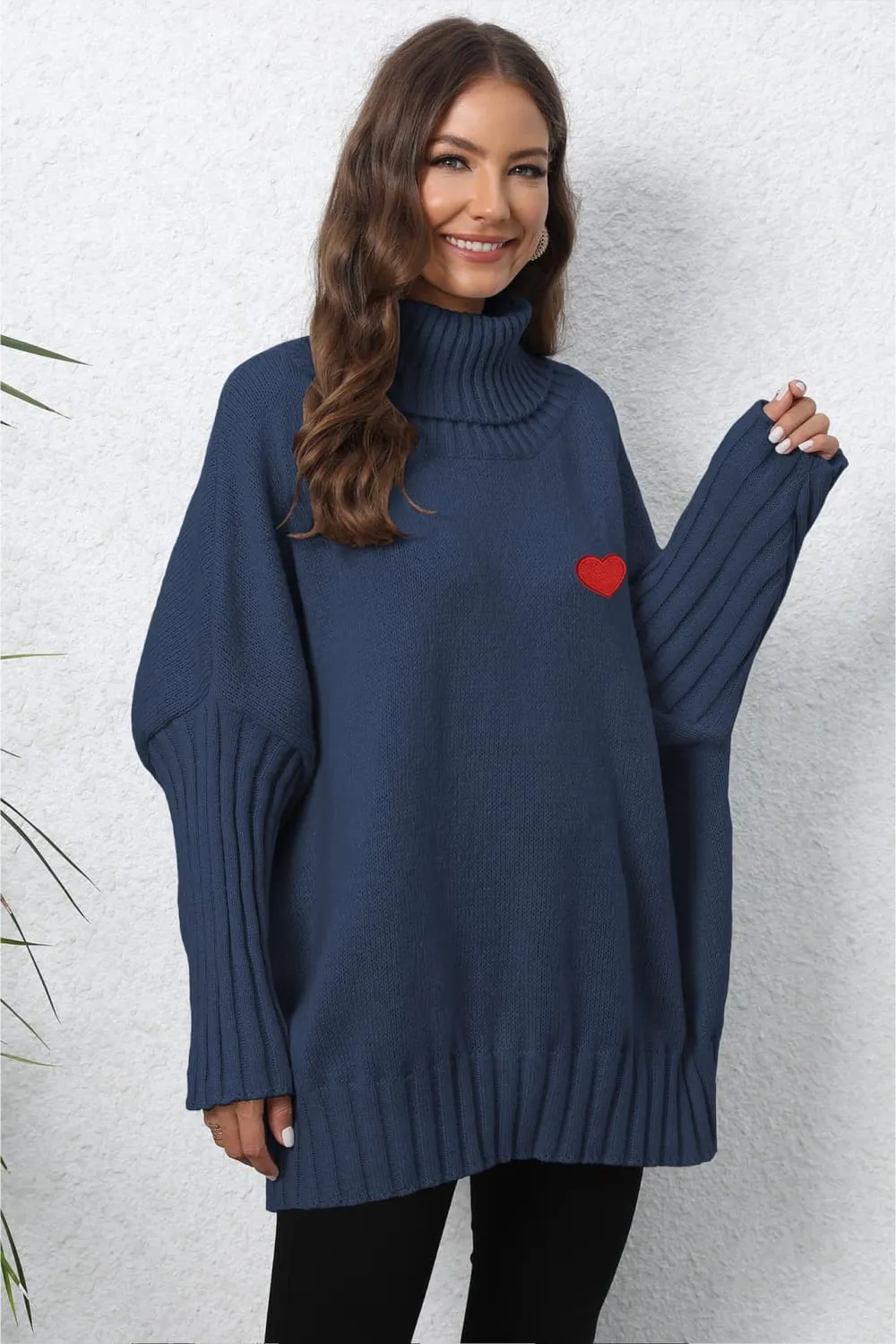Turtle Neck Long Sleeve Ribbed Sweater, image 9