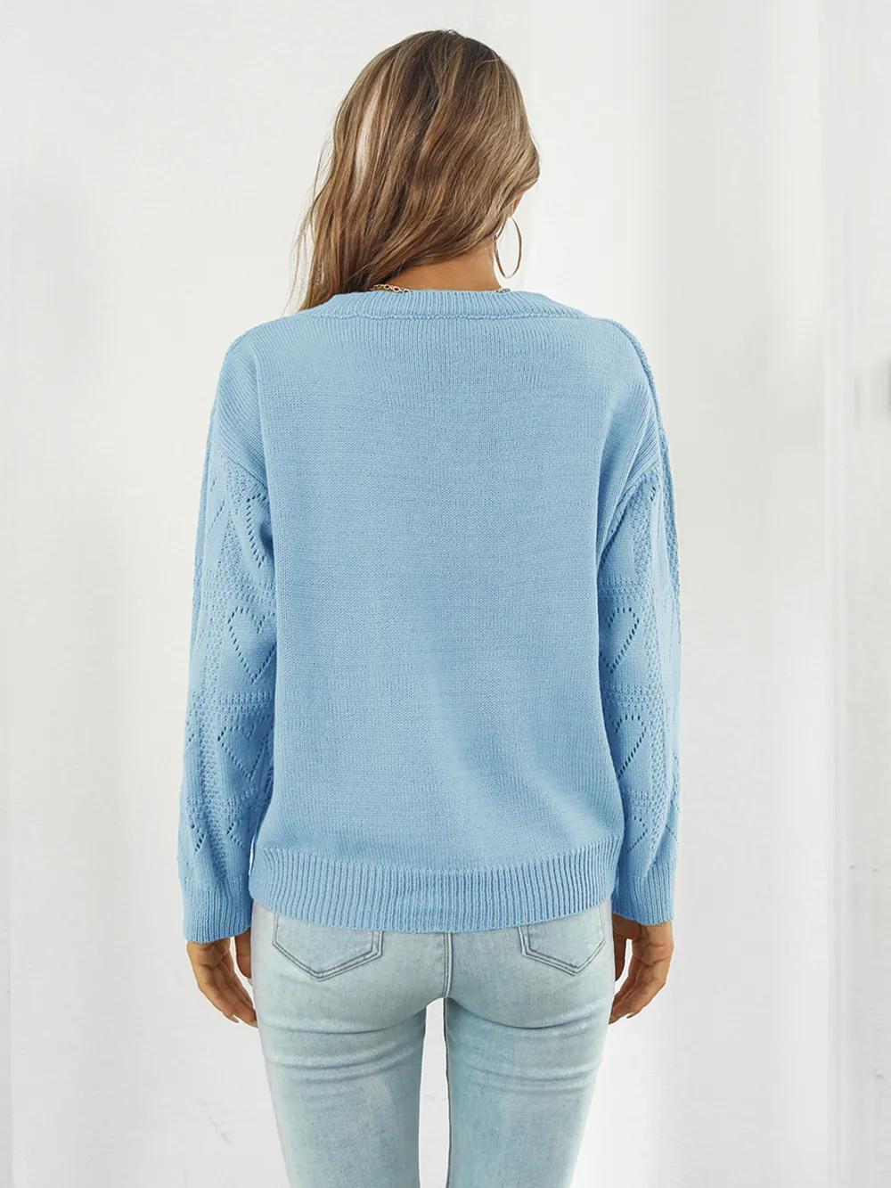 Openwork V-Neck Sweater, image 3