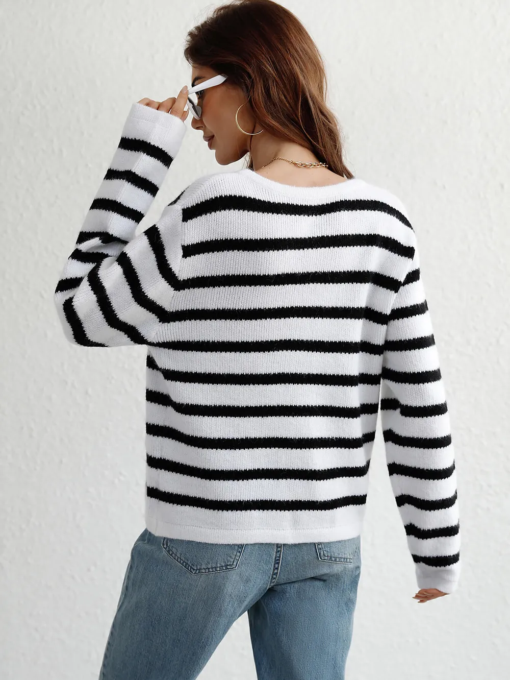 Striped Button Front Cardigan, image 10