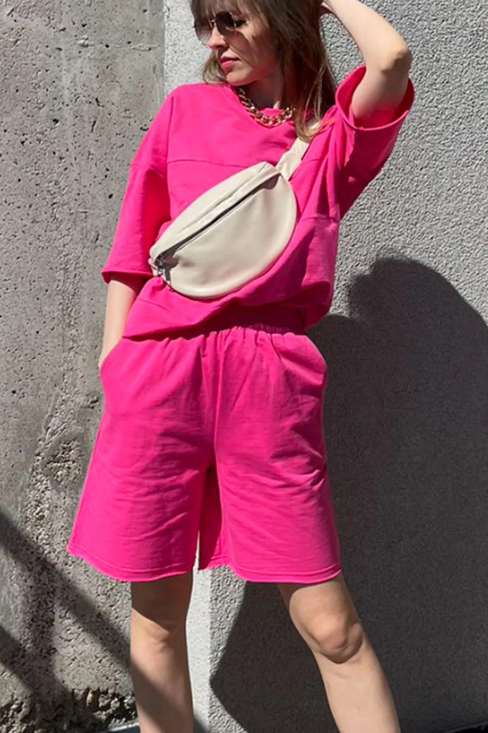 Round Neck Long Sleeve Top and Shorts Set, image 5