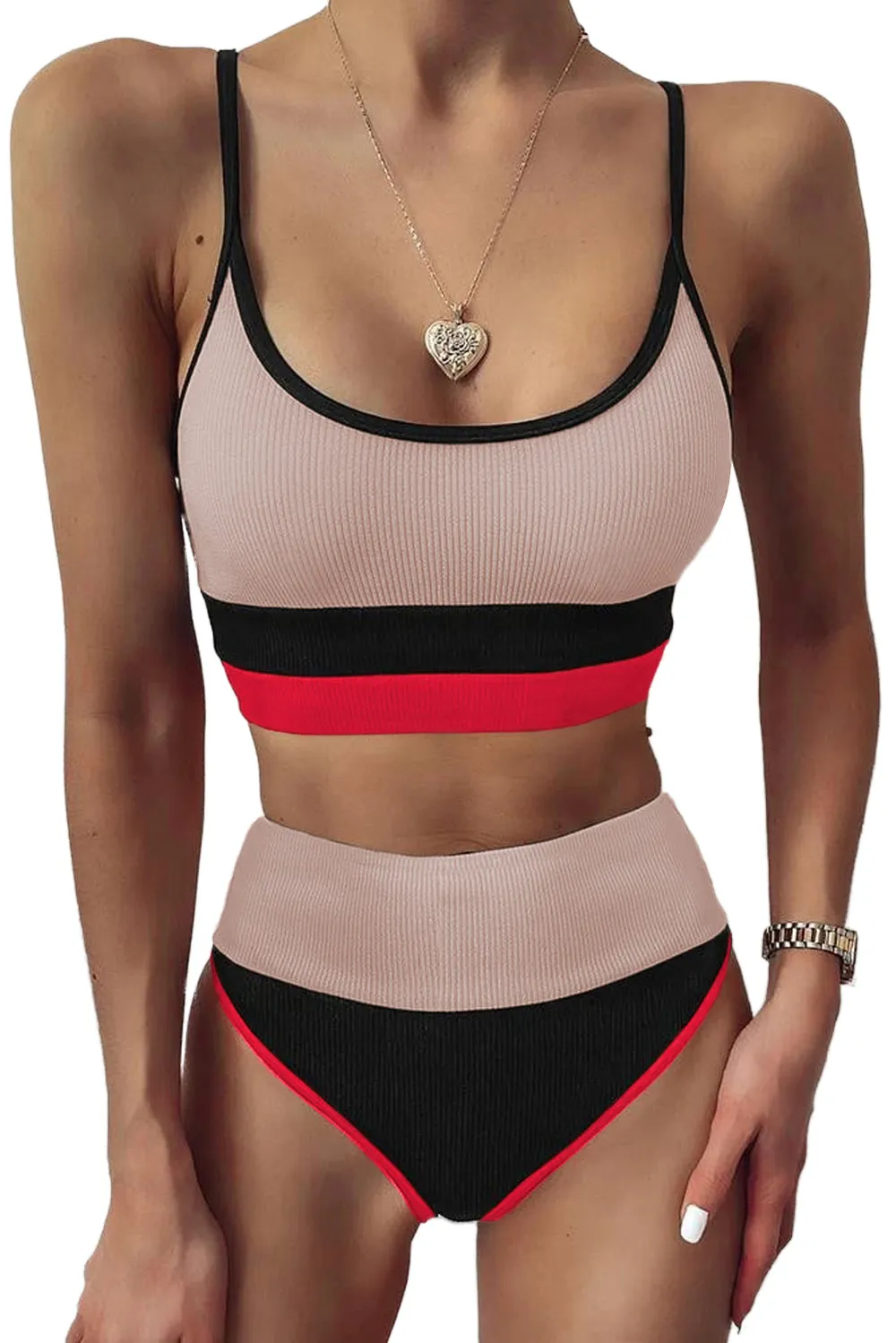Color Block Spaghetti Strap Two-Piece Swim Set, image 13