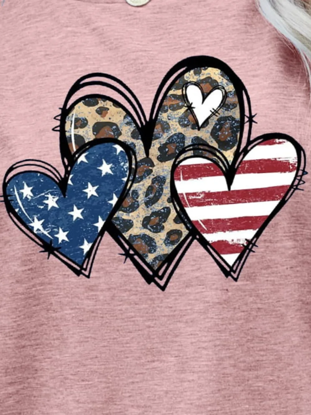 US Flag Leopard Heart Graphic Tee, image 8