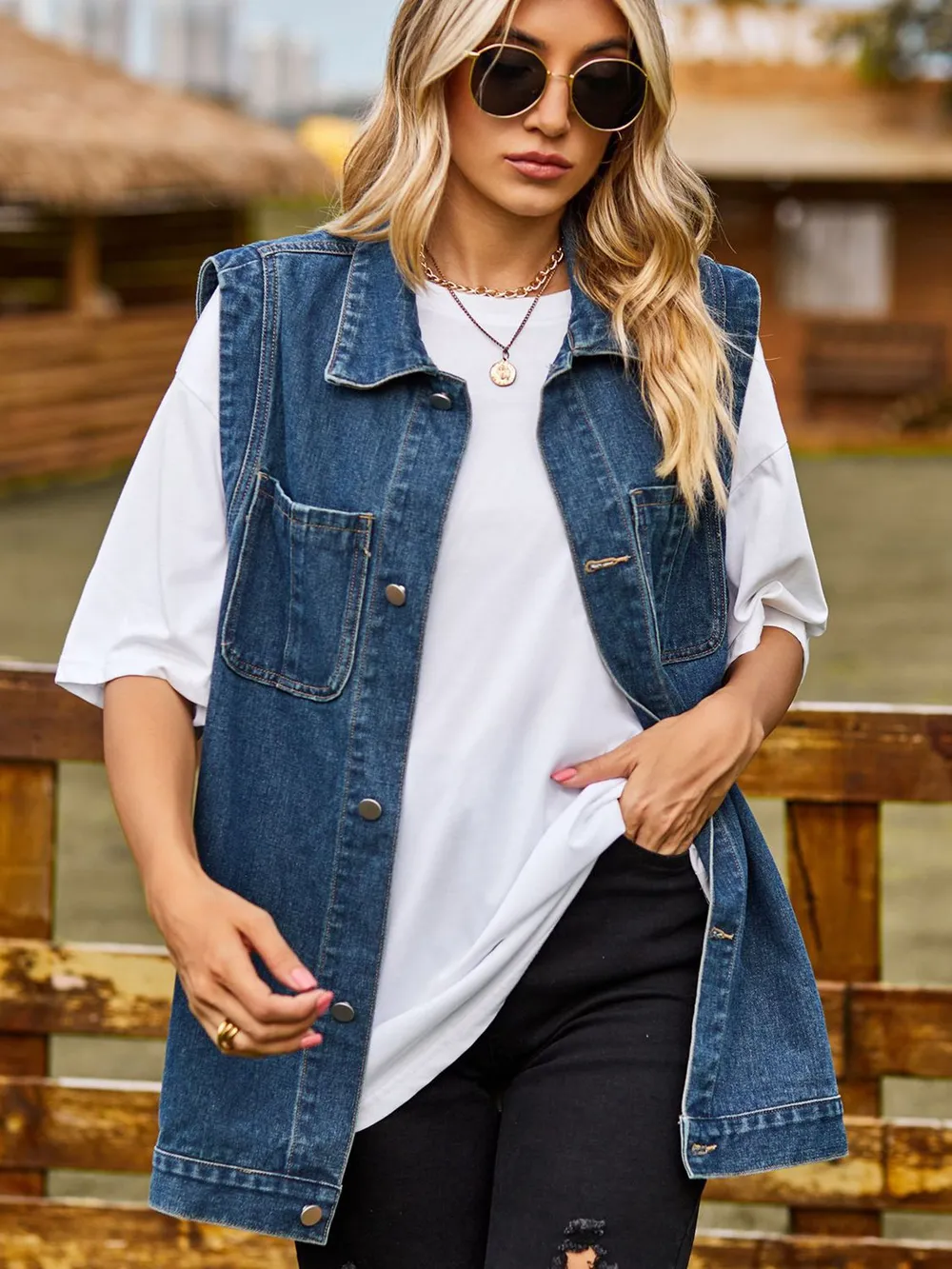 Button Down Denim Vest, image 5