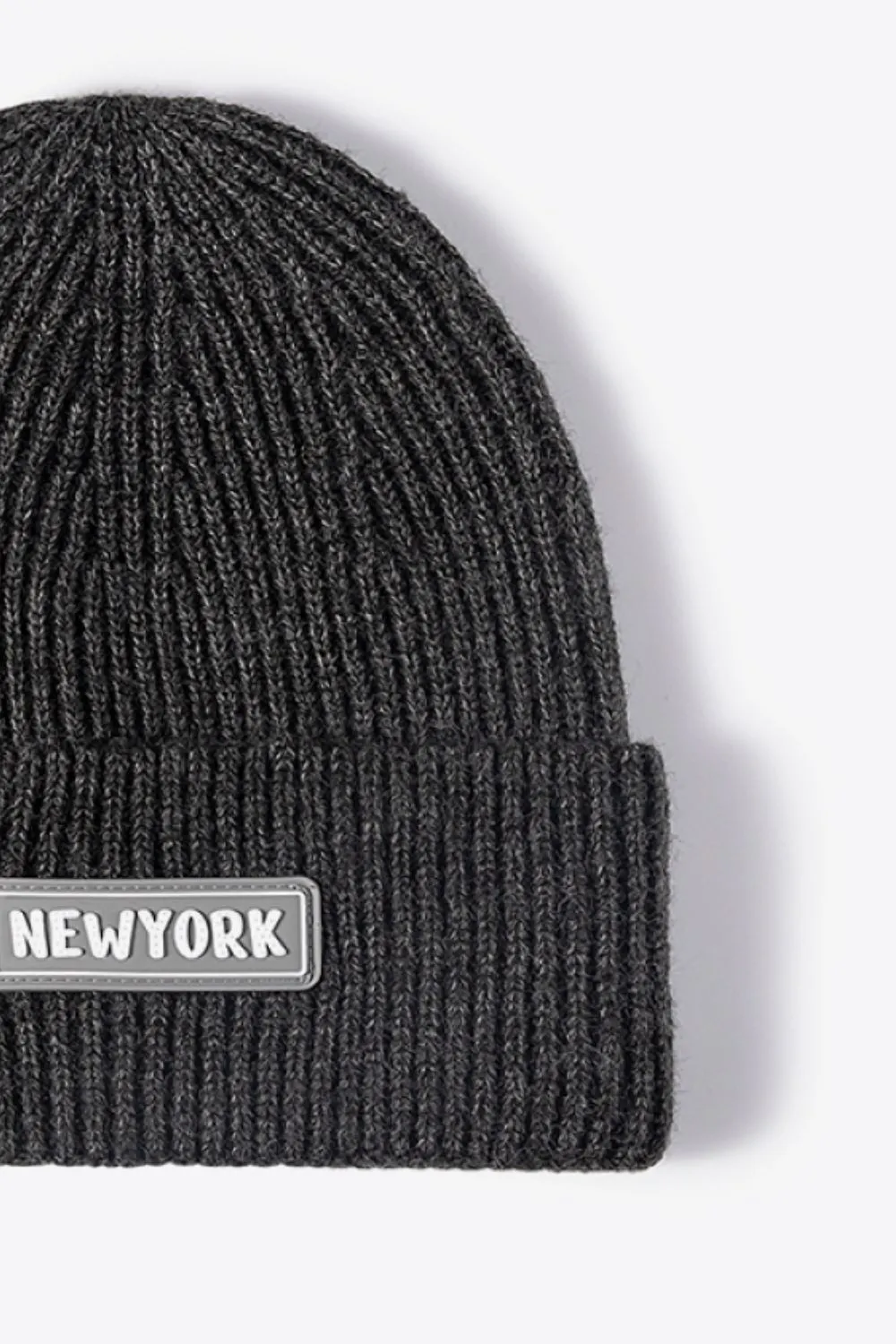NEWYORK Patch Rib-Knit Cuffed Beanie, image 9