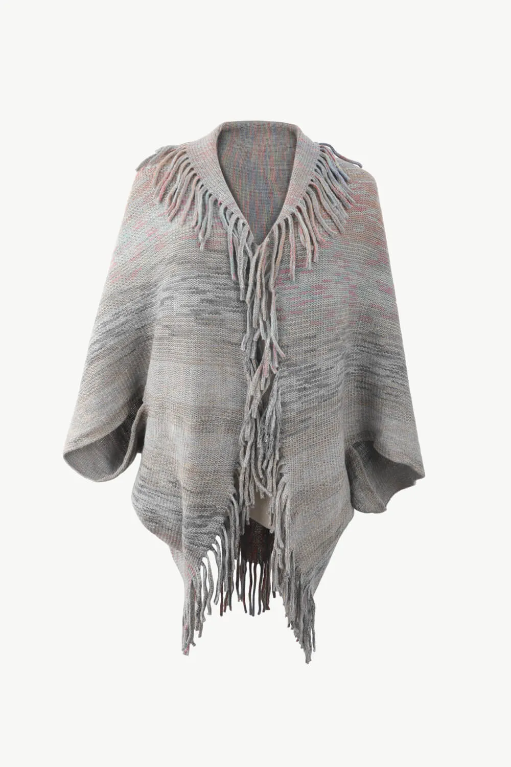 Multicolored Fringe Trim Poncho, image 11