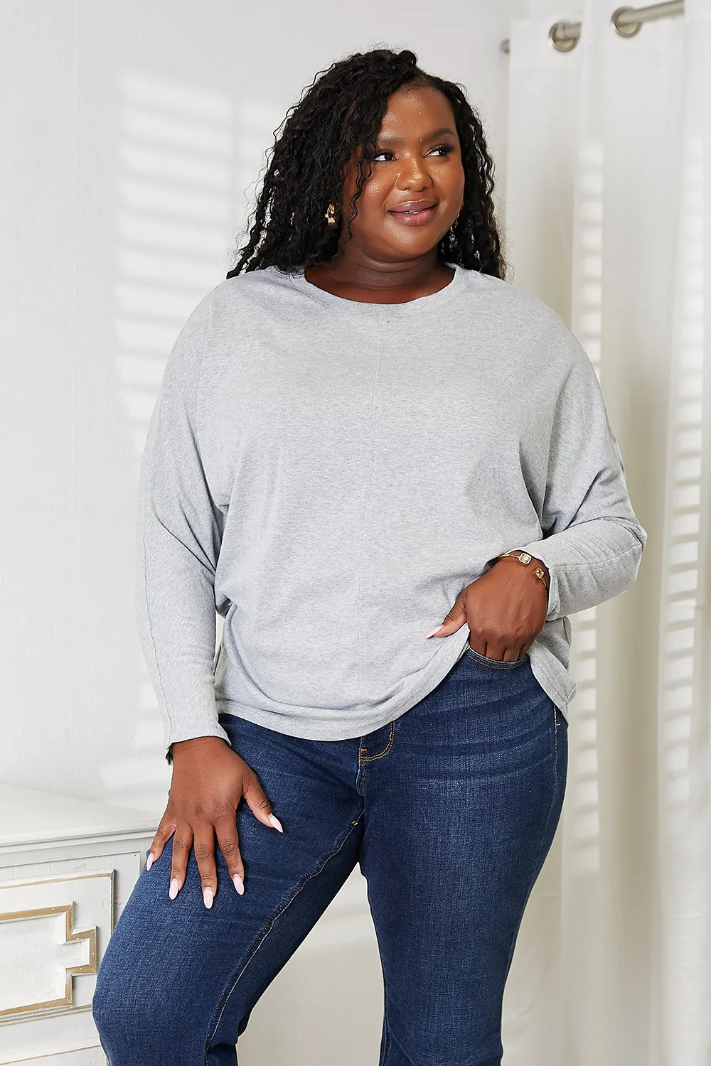 Seam Detail Round Neck Long Sleeve Top, image 12