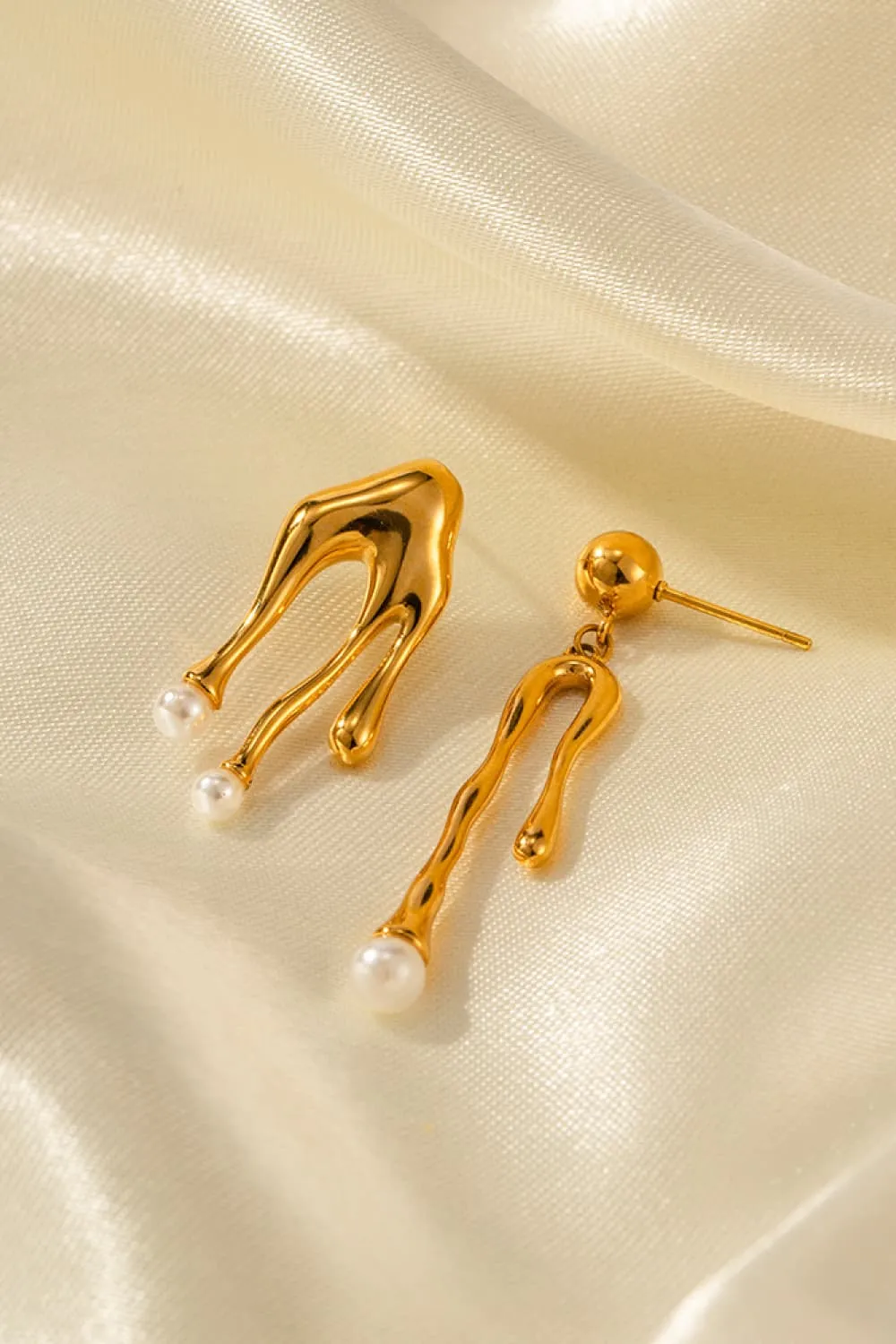 Synthetic Pearl 18K Gold-Plated Dangle Earrings, image 5