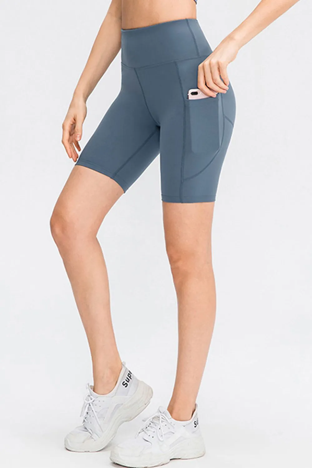 Wide Waistband Sports Shorts with Pockets, image 3