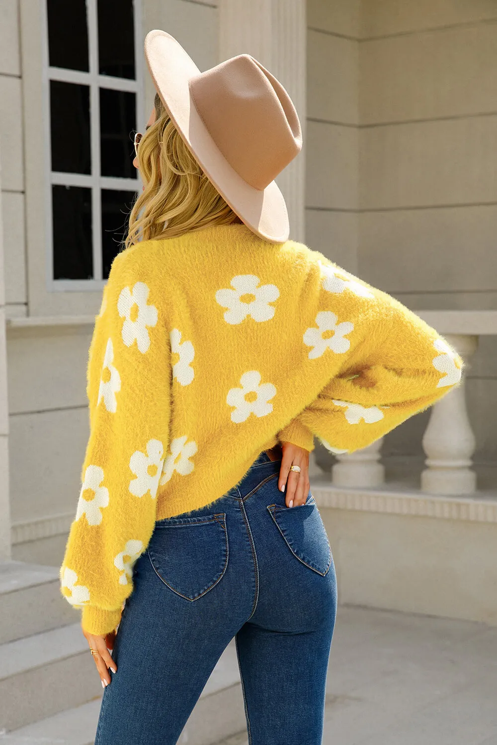 Floral Open Front Fuzzy Cardigan, image 14