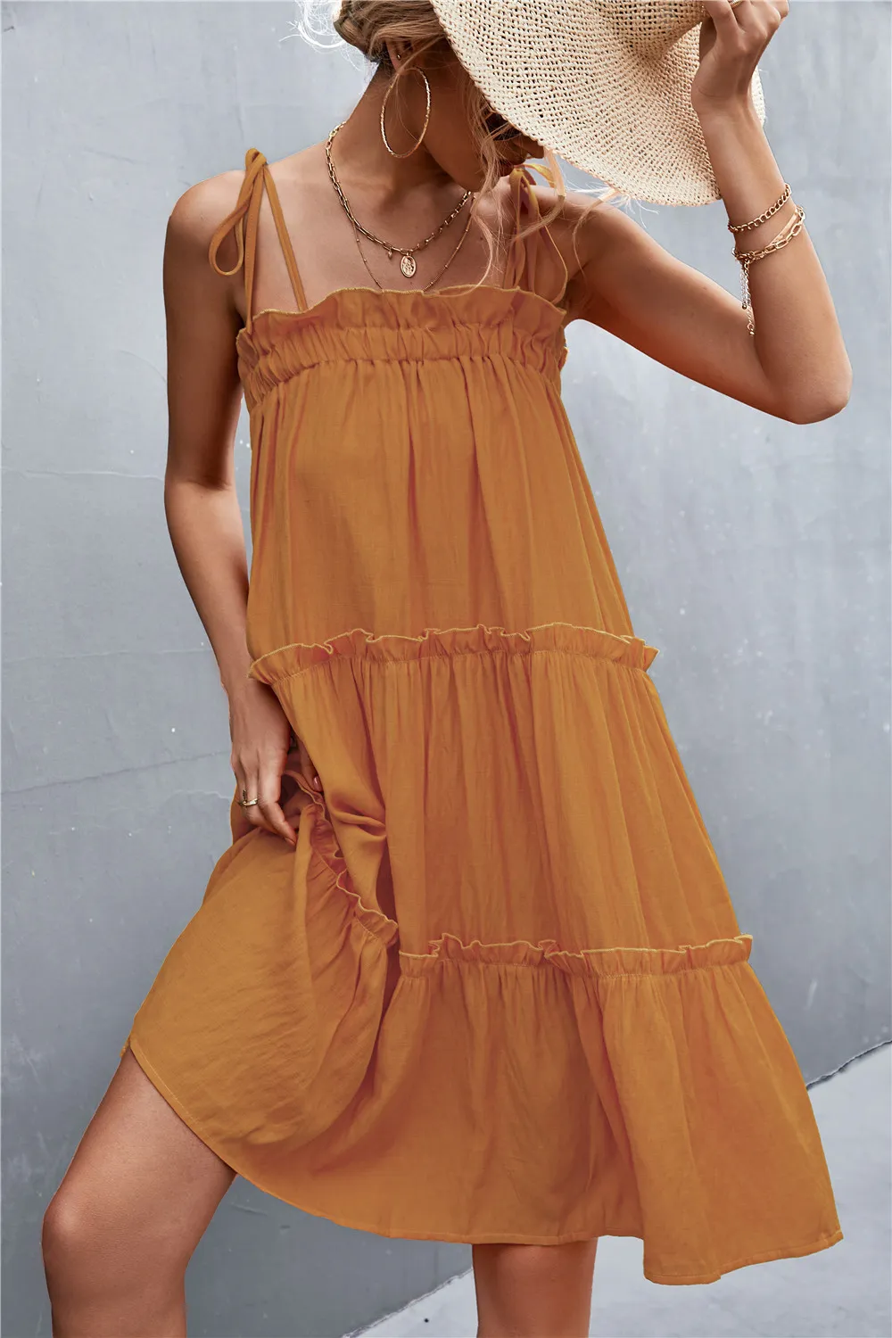 Tie-Shoulder Frill Trim Sleeveless Dress, image 18