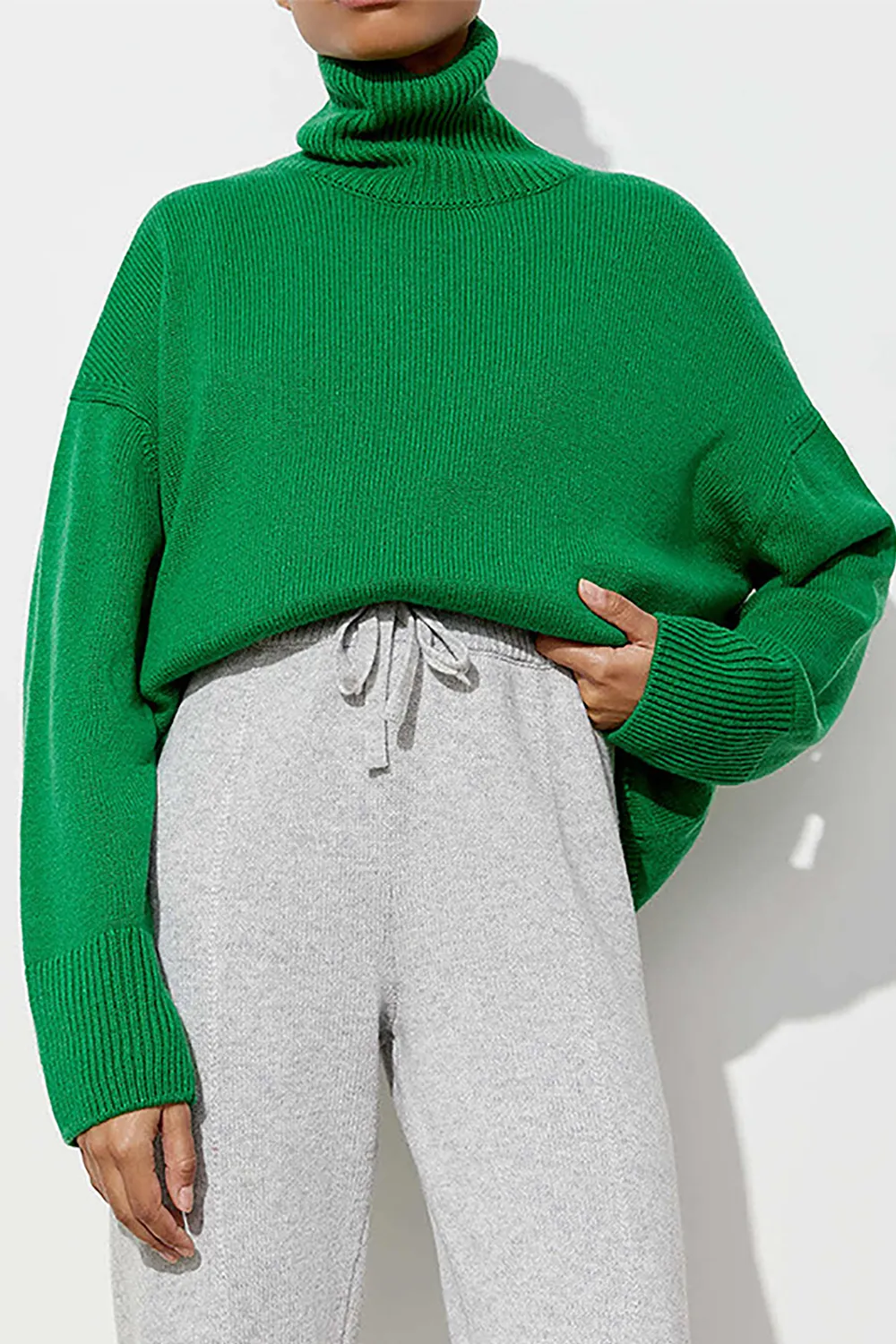 Turtle Neck Dropped Shoulder Sweater, image 9
