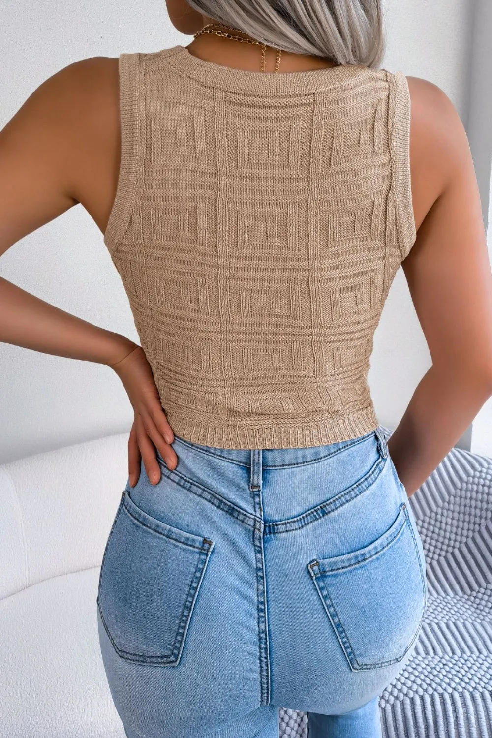 Cutout Sleeveless Knit Top, image 6