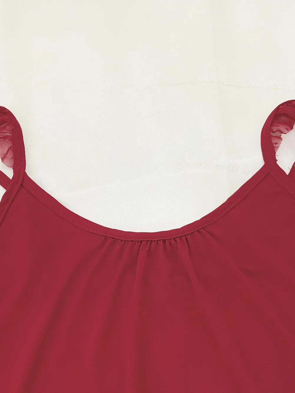 Gathered Detail Spliced Mesh Sleeveless Top and Shorts Lounge Set, image 6