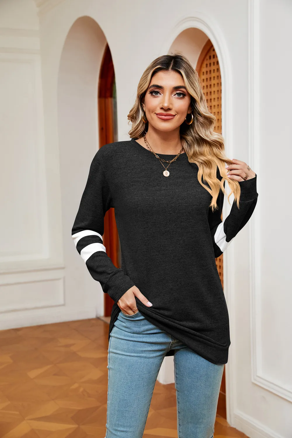 Round Neck Long Sleeve Top, image 5