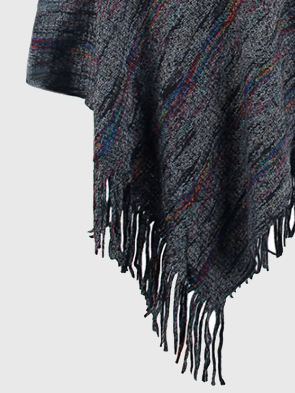 Fringe Hem Hooded Poncho, image 7