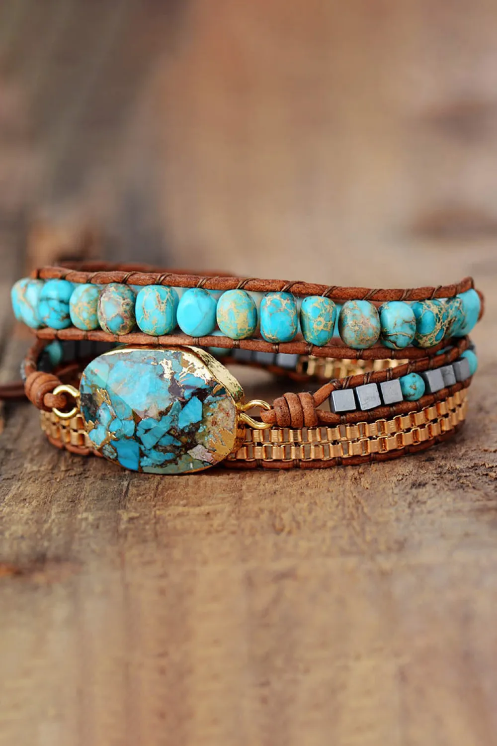 Handmade Natural Stone Copper Bracelet, image 4