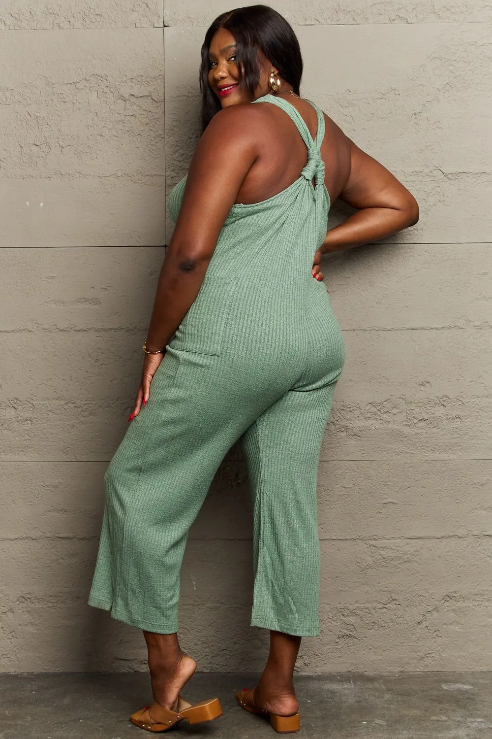 Don't Get It Twisted Full Size Rib Knit Jumpsuit, image 2
