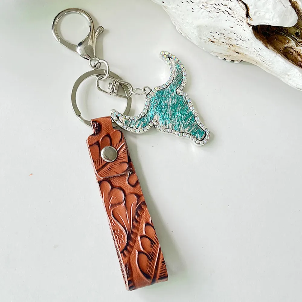 Rhinestone Bull Keychain, image 4