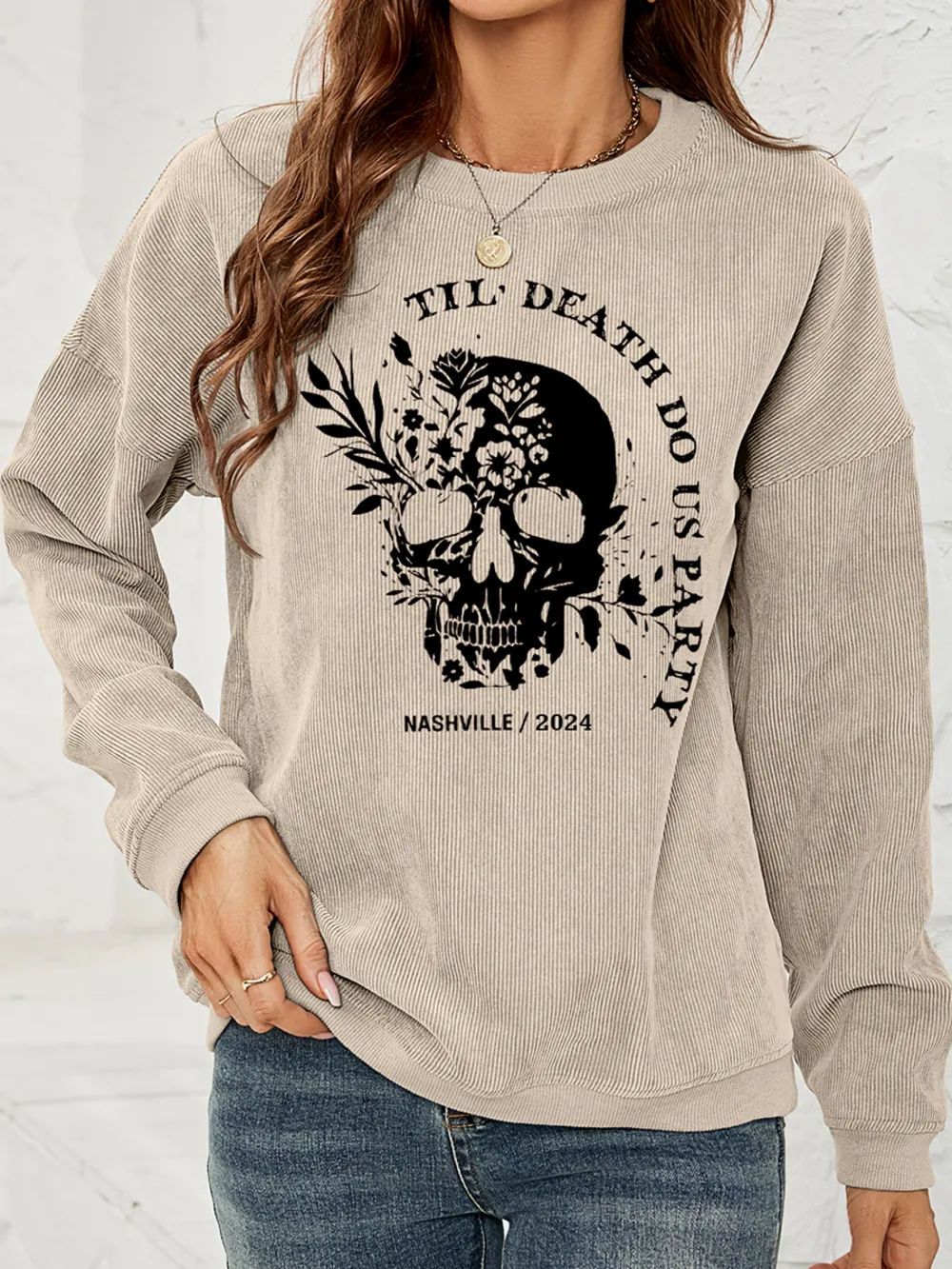 Skull Graphic Dropped Shoulder Sweatshirt, image 9