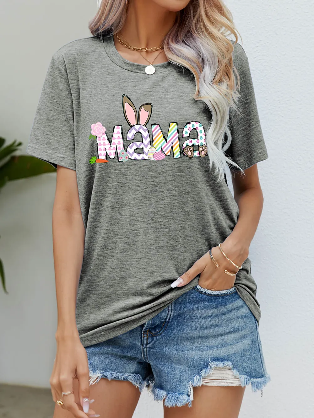 Easter MAMA Graphic Round Neck T-Shirt, image 10