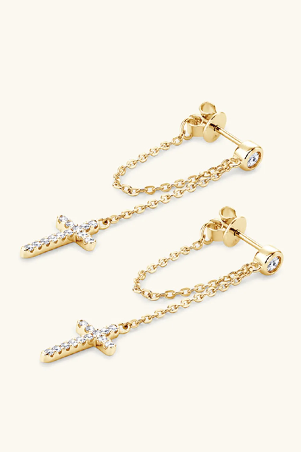 Moissanite 925 Sterling Silver Cross Earrings, image 4