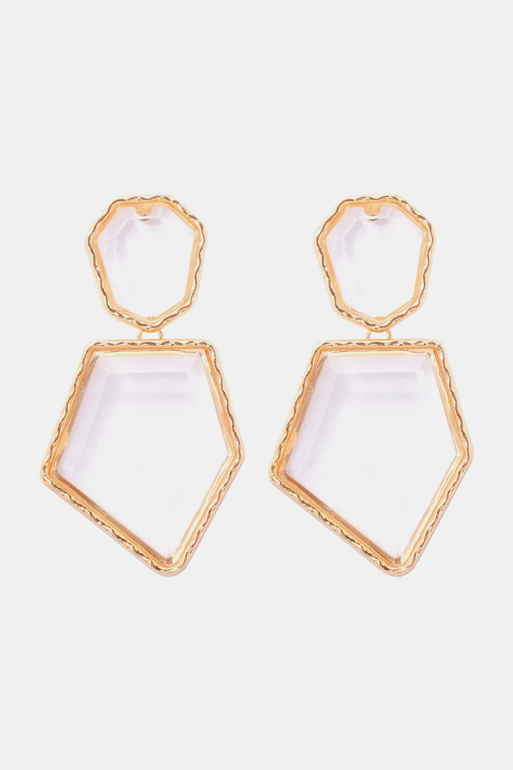 Geometrical Shape Zinc Alloy Frame Resin Dangle Earrings, image 9