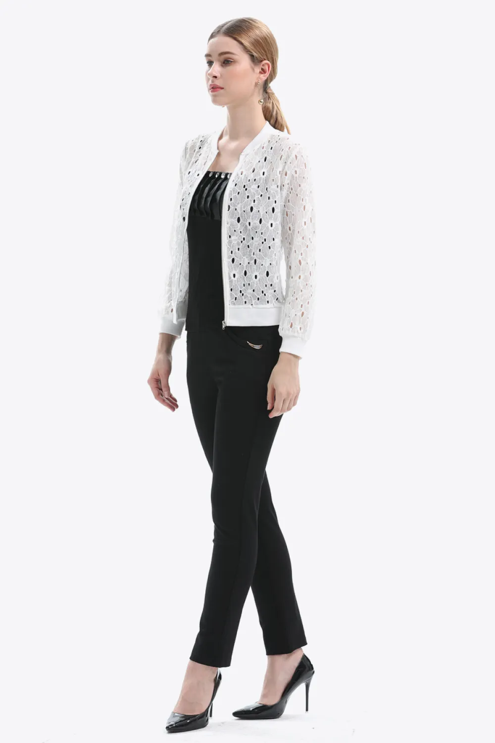 Openwork Zip Up Jacket, image 3