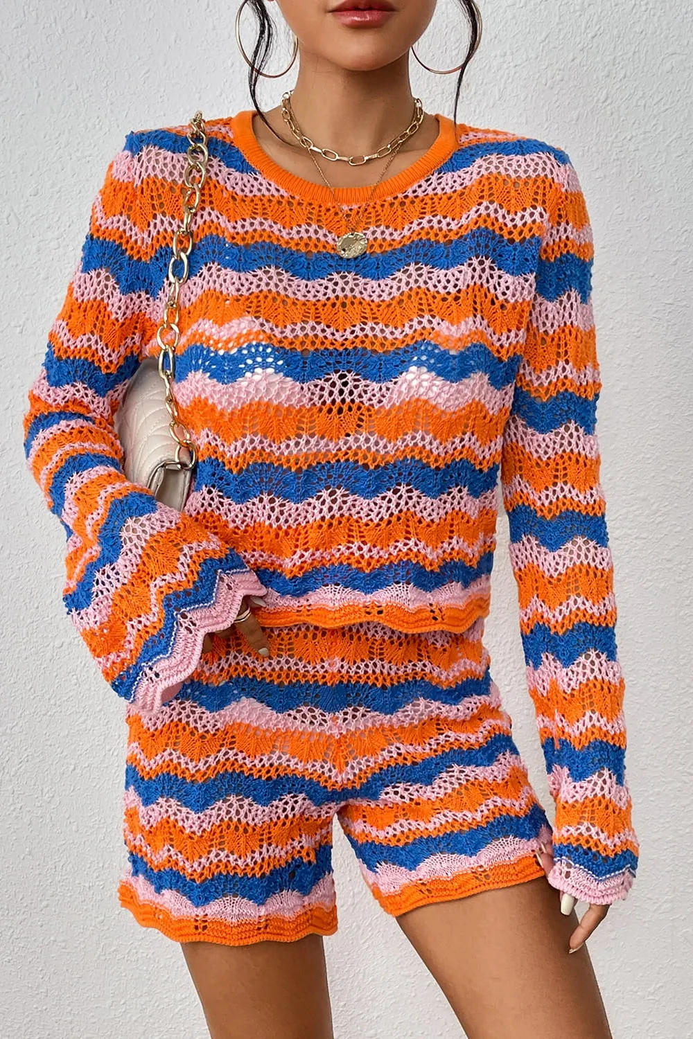 Striped Sweater and Knit Shorts Set, image 4