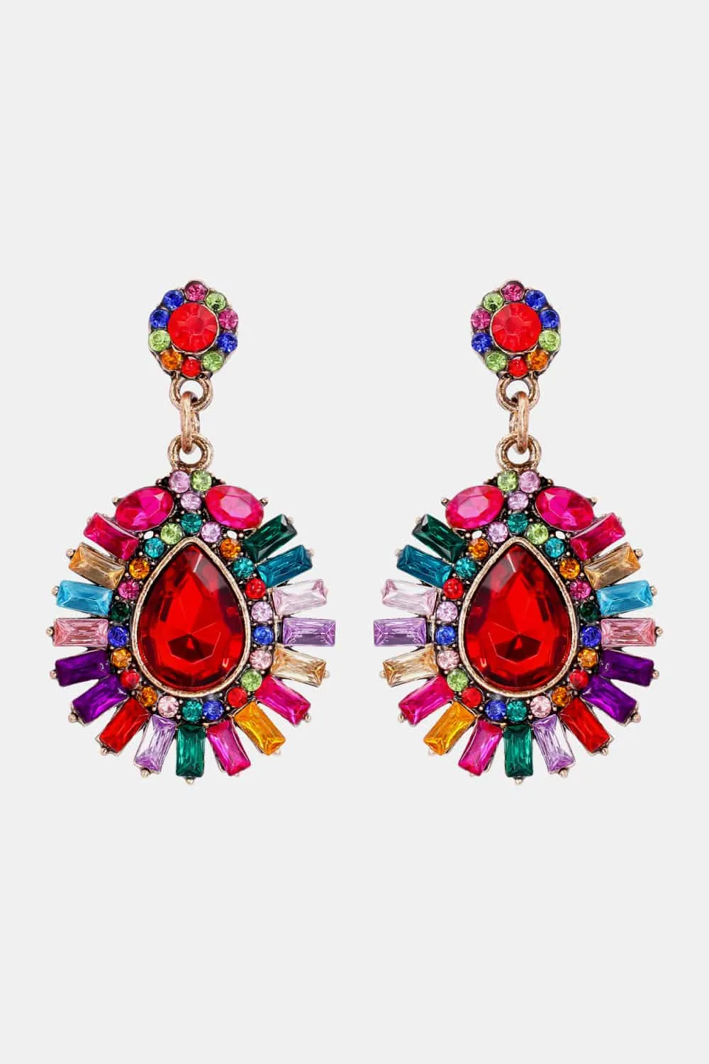 Teardrop Shape Glass Stone Dangle Earrings, image 2