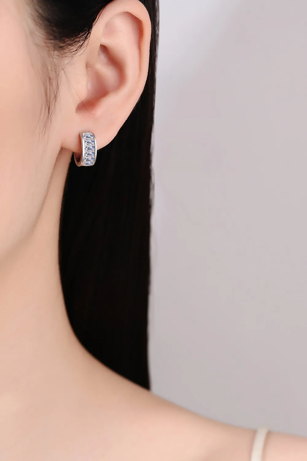 1.8 Carat Moissanite 925 Sterling Silver Huggie Earrings, image 6