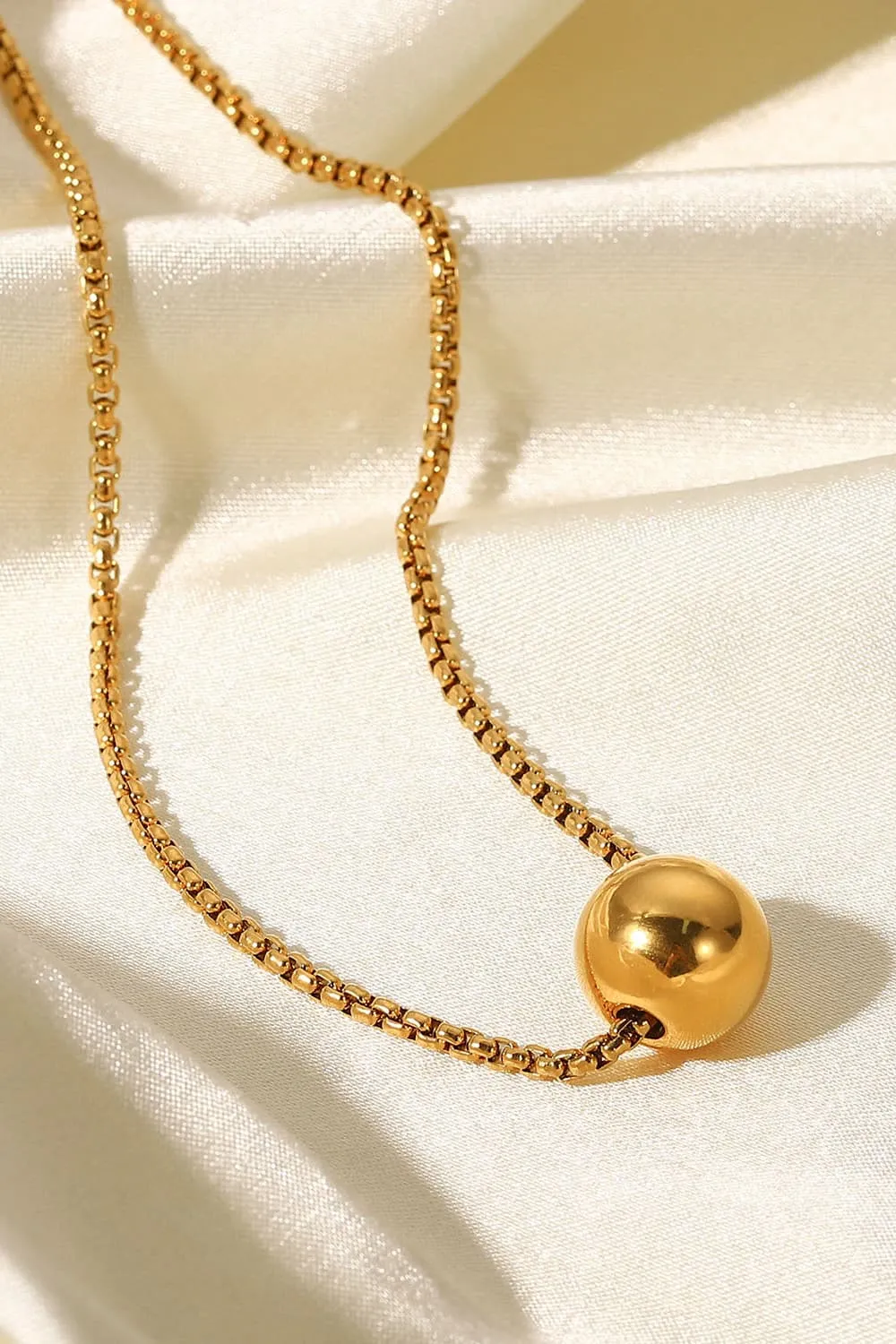 18K Gold-Plated Round Shape Pendant Necklace, image 6