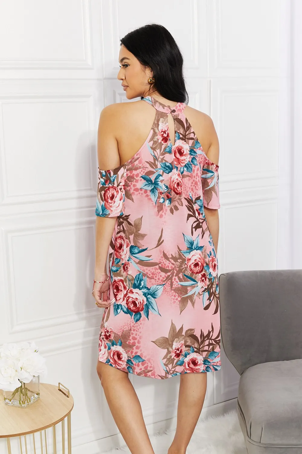 Full Size Fresh-Cut Flowers Cold-Shoulder Dress, image 8