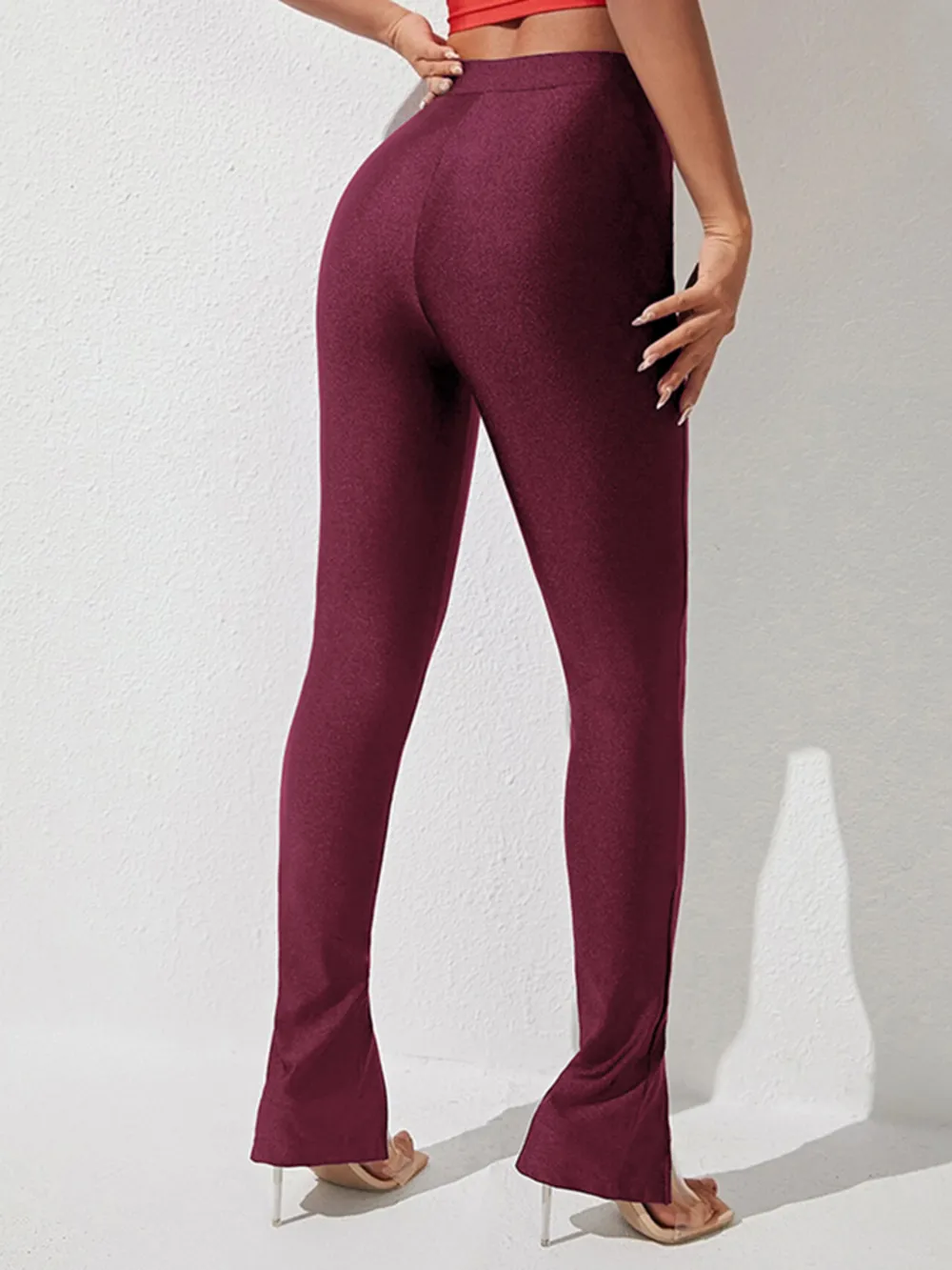 High Waist Slit Skinny Pants, image 5