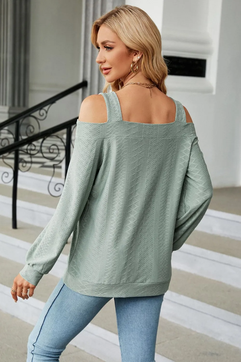 Cold Shoulder Square Neck Cutout Blouse, image 16
