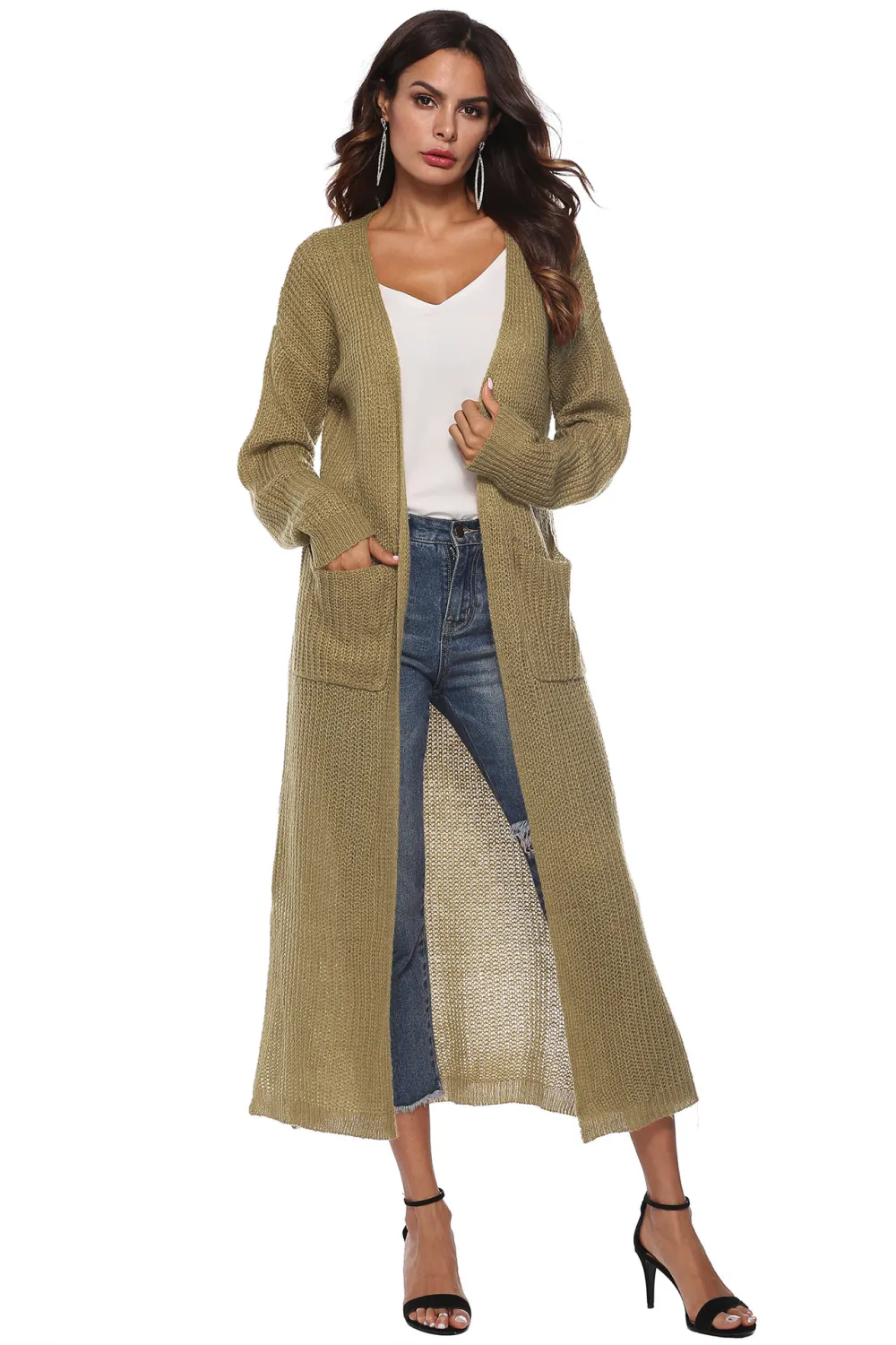 Long Sleeve Open Front Buttoned Cardigan, image 22