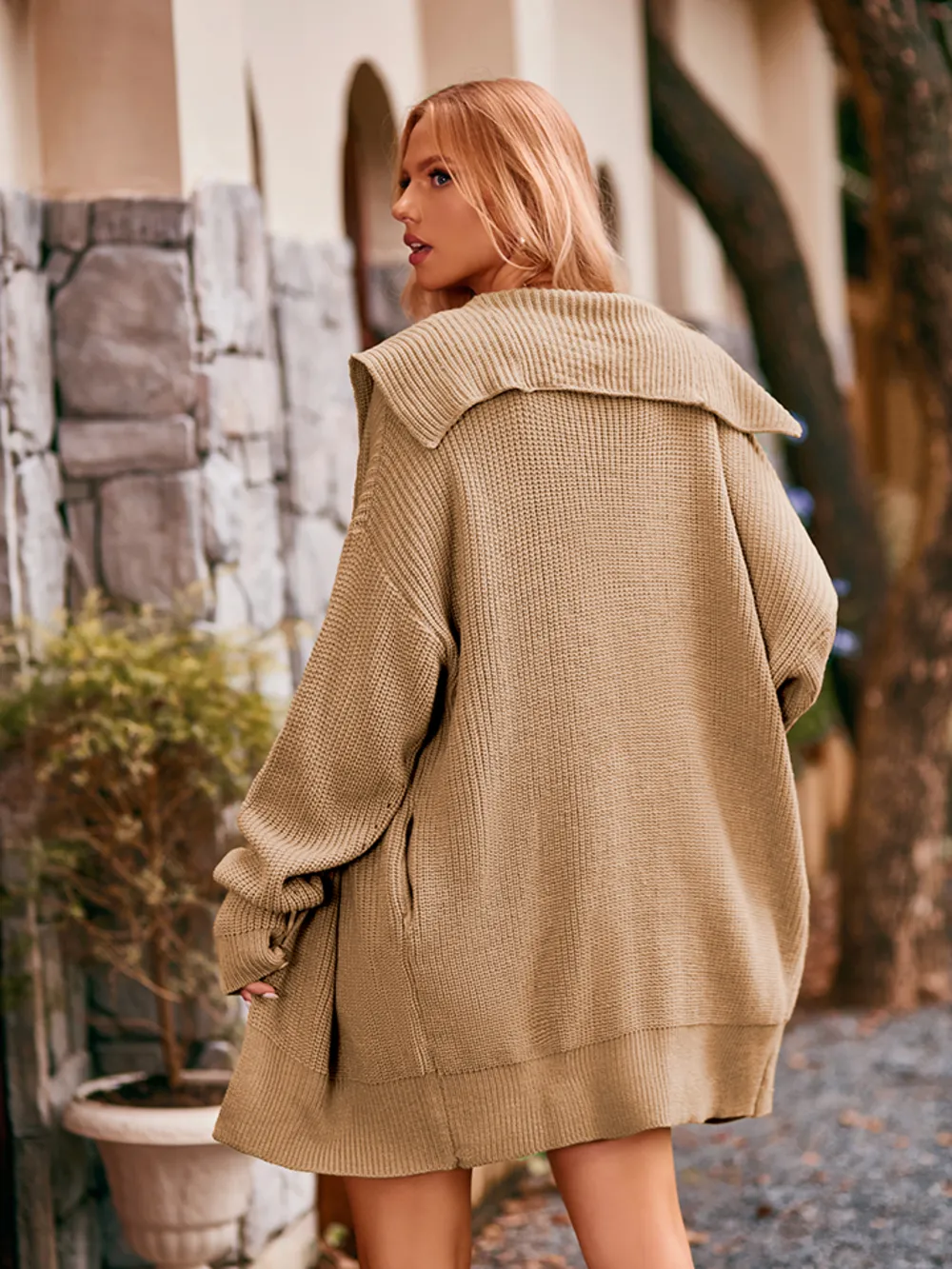 Dropped Shoulder Long Sleeve Cardigan, image 3