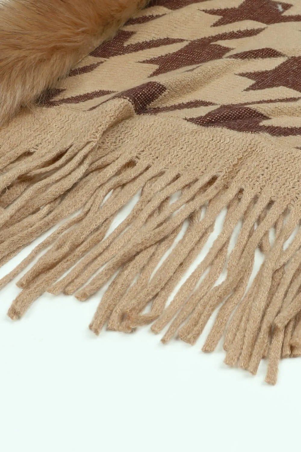Houndstooth Fringe Hem Poncho, image 10