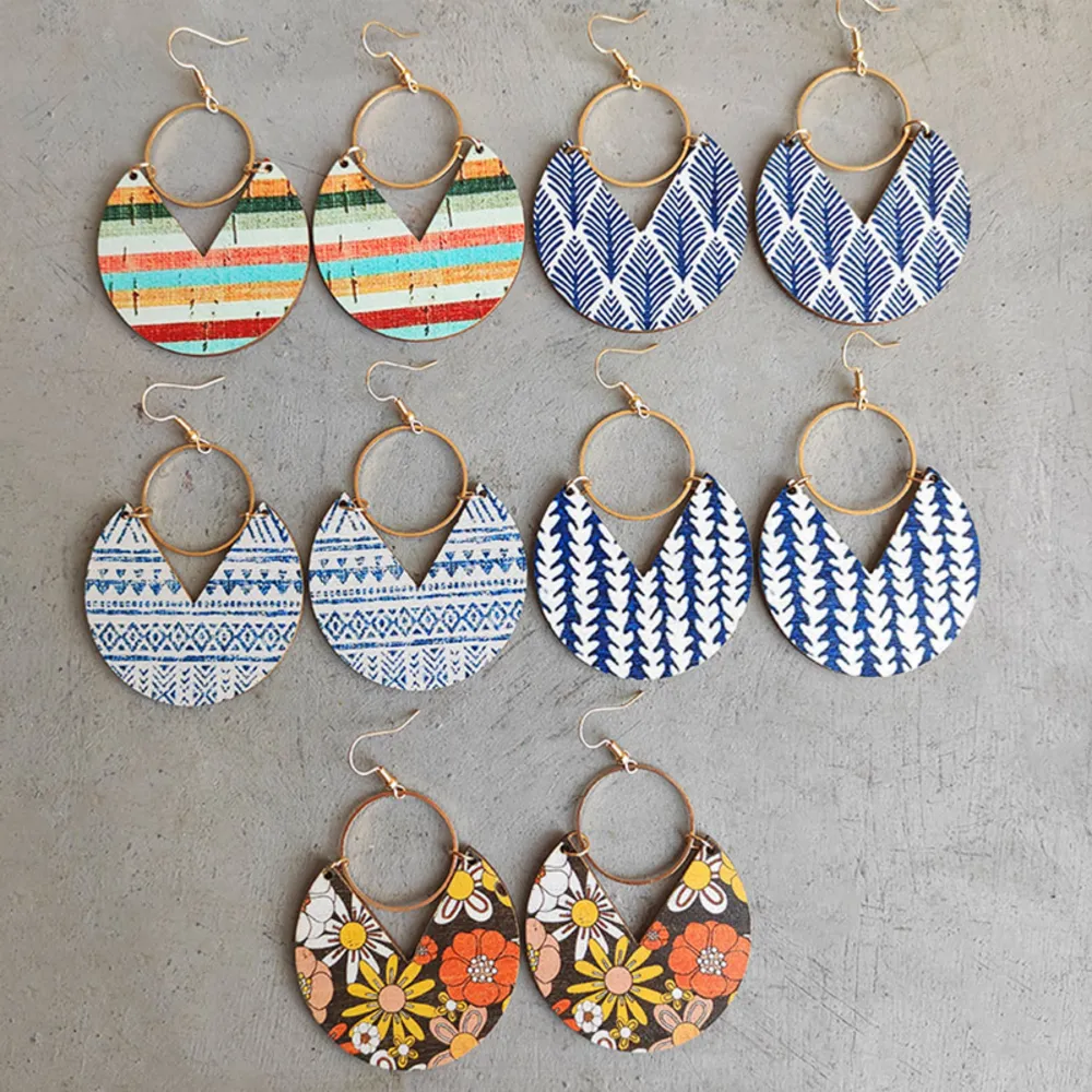 Ms.Pac-Man Shape Wooden Dangle Earrings, image 7