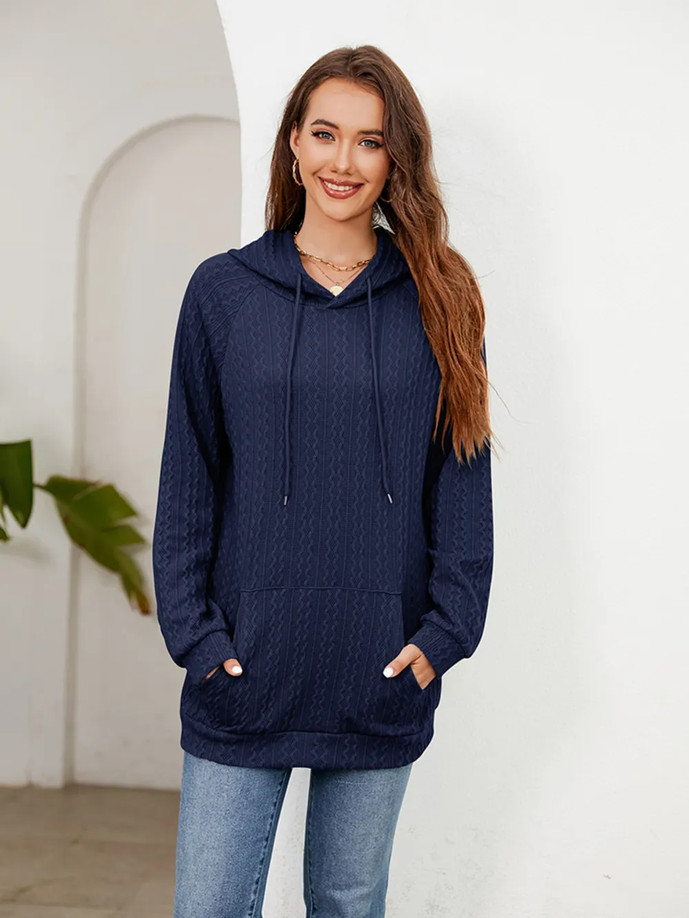 Raglan Sleeve Front Pocket Hoodie, image 10